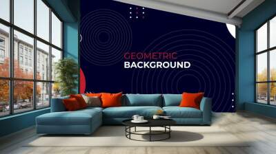 red white geometric shapes with dark blue background. great for banner, poster, presentation, cover, brochure. Wall mural