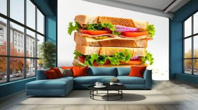 Sandwich photo on white isolated background Wall mural