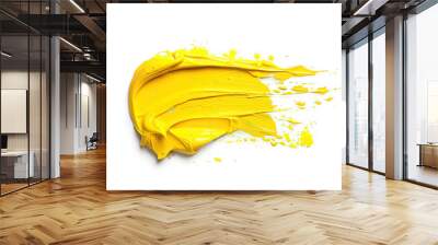 Yellow stroke of paint isolated on white background, high quality, high detail Wall mural