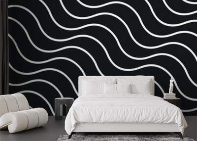 abstract black and white seamless wave pattern Wall mural