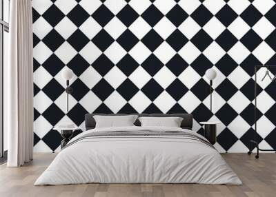 chess geometric seamless retro pattern vintage black and white background Wall mural