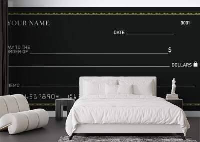 Bank check, blank money cheque, checkbook template. Currency payment coupon, money check background Wall mural