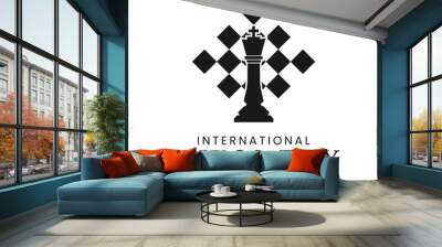 Chess pieces vector illustration. Isolated on a white background Wall mural