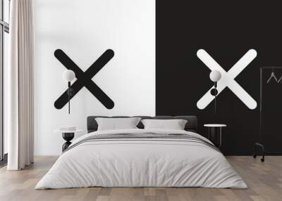 Cross Icon. Cancel icon. Close icon black and white vector. Wall mural