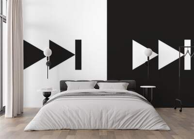 Fast forward black and white icon vector. Wall mural