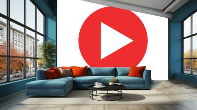 red play video or play media flat icon for apps and websites. Wall mural