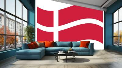 Waving flag of Denmark isolated on white. Vector Wall mural