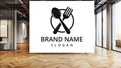 Food logo. Icon and label for design menu restaurant or cafe Wall mural