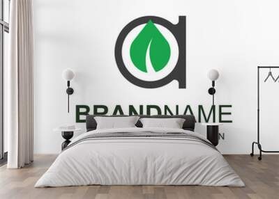 Letter A logo with Leaf element, modern natural agricultural company Logo Wall mural