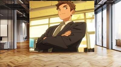 anime boy professional office manager profession Wall mural