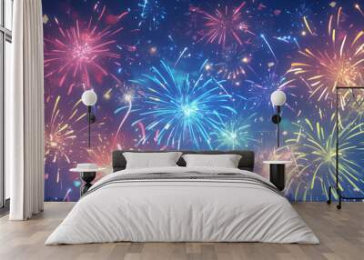 celebration colored firework light up the sky Wall mural