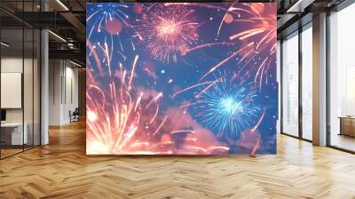 celebration colored firework light up the sky Wall mural