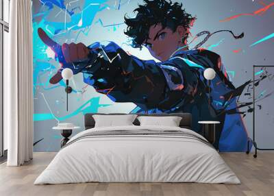 cool poses of anime black guys Wall mural