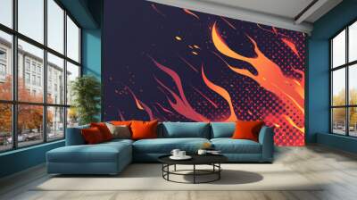 halftone dot pattern flame fire background Wall mural