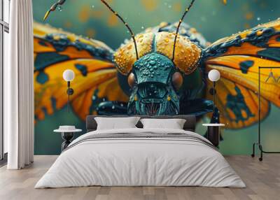 science fiction nature beetle portrait spreading 3d wings Wall mural