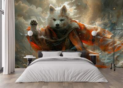 the action of the dog elf spirit wearing a robe Wall mural