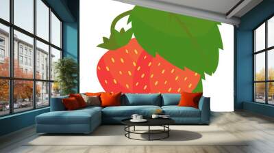 illustration of ripe and whole strawberries Wall mural