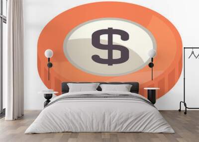 orange dollar coin illustration vector Wall mural