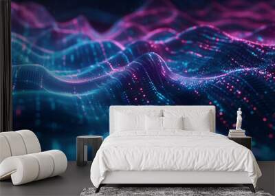 abstract background with glowing lights data AI cyber Wall mural