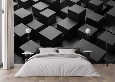 black and white cubes 3d background Wall mural