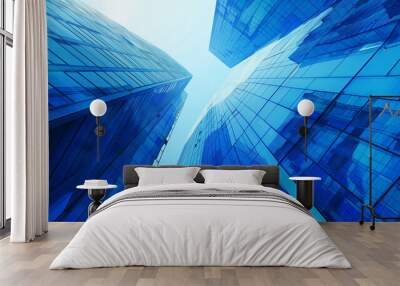 blue glass building background Wall mural