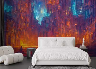 fire burning in the night Wall mural