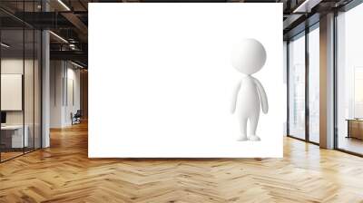 3D White Cartoon Character Standing with Copy Space Wall mural