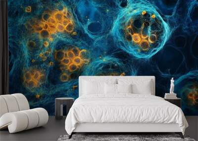 Abstract Blue and Orange Network Structure Wall mural