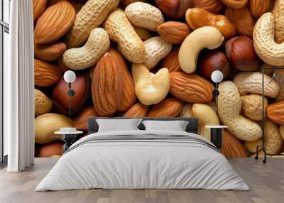 Assortment of nuts, a closeup view of healthy and delicious snack options Wall mural