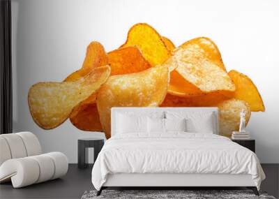 Crispy tortilla chips isolated transparent background Wall mural