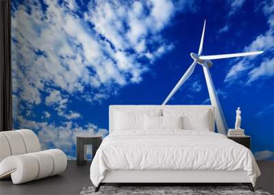 Harnessing the power of the wind, majestic wind turbine generates clean energy on sunny day Wall mural