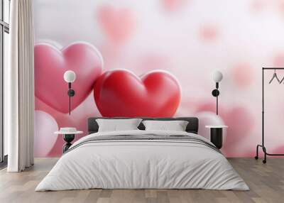 Pink and Red Hearts Background for Valentine s Day Wall mural