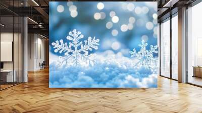 Serene winter wonderland, pristine snow blankets the ground in quiet beauty Wall mural