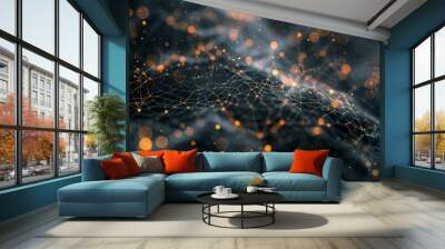 The image is a dark blue background with orange and yellow dots of light. It looks like a starry night sky. Wall mural