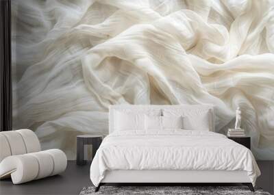 White fabric cloth texture background. Wall mural