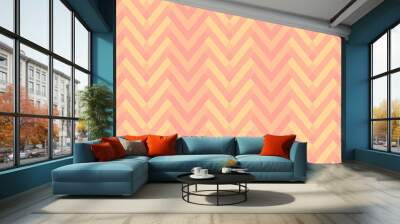 abstract seamless herringbone pattern, chevron or zigzag background, fishbone floor texture, peach fuzz color, mosaic style, vector illustration Wall mural