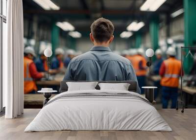 A person standing in factory with blur background  Wall mural