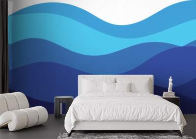 abstract blue wave background vector illustration, blue waves isolated on a white background Wall mural