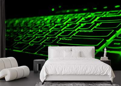 Backlight gaming keyboard with green color schemes	 Wall mural