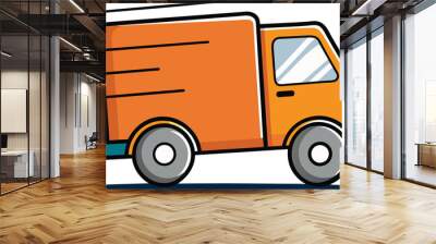 Fast-moving shipping delivery truck vector illustration, Delivery van Wall mural