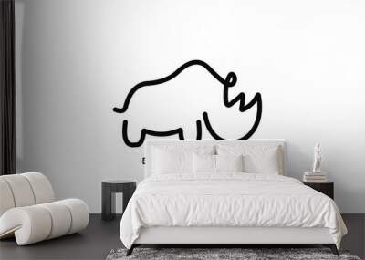 Minimal Creative line art logo of Rhino, Abstract Rhino logo Wall mural