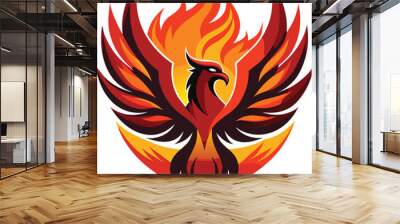 phoenix with fire logo vector illustration, Modern phoenix logo., Phoenix on fire logo
 Wall mural