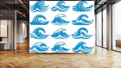 set of waves vector illustration. Blue Waves Set., Sea wave icon  Wall mural