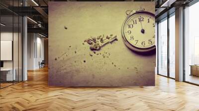 vintage clock on wall Wall mural