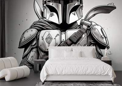 knight with sword and shield Wall mural