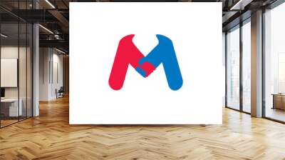 letter m handshake colorful symbol logo vector Wall mural