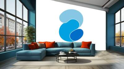 number 2 3d flat curves shadow symbol logo vector Wall mural