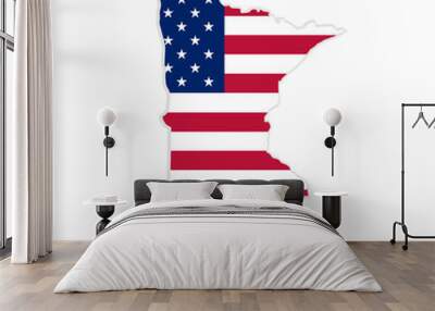 Shape of Minnesota state map with American flag. vector illustration. can use for united states of America indepenence day, nationalism, and patriotism illustration. USA flag design Wall mural