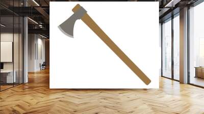 trade axe flat design vector illustration. Wooden ax handle and metal blade. Element for woodworking or lumberjack emblem or badge. Flat design cartoon style vector illustration. Wall mural