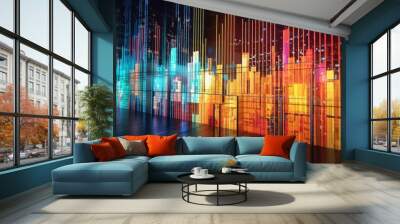 Abstract Cityscape with Colorful Lights Wall mural